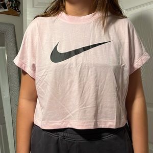 Pink Nike over sized cropped tshirt